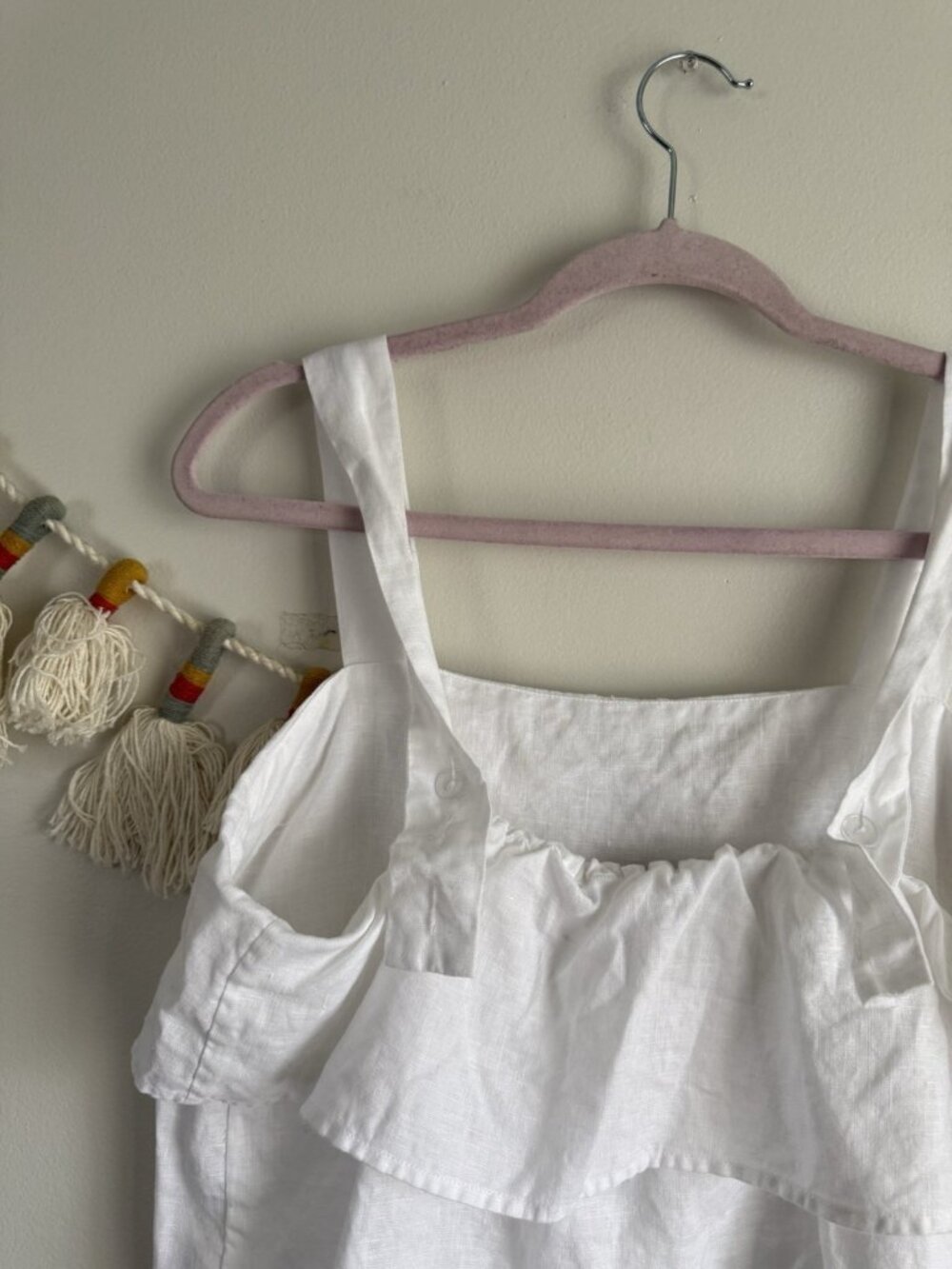 Quince 100% European Linen White Square Neck Tank Beach Coastal Effortless M - Picture 5 of 9